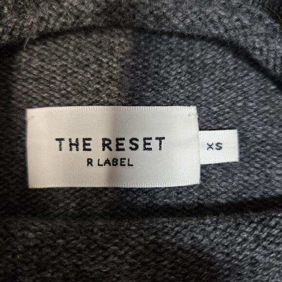 The Reset R Label Sweater Womens XS Wool Cashmere Gray Black Striped Mock Neck - Picture 4 of 10